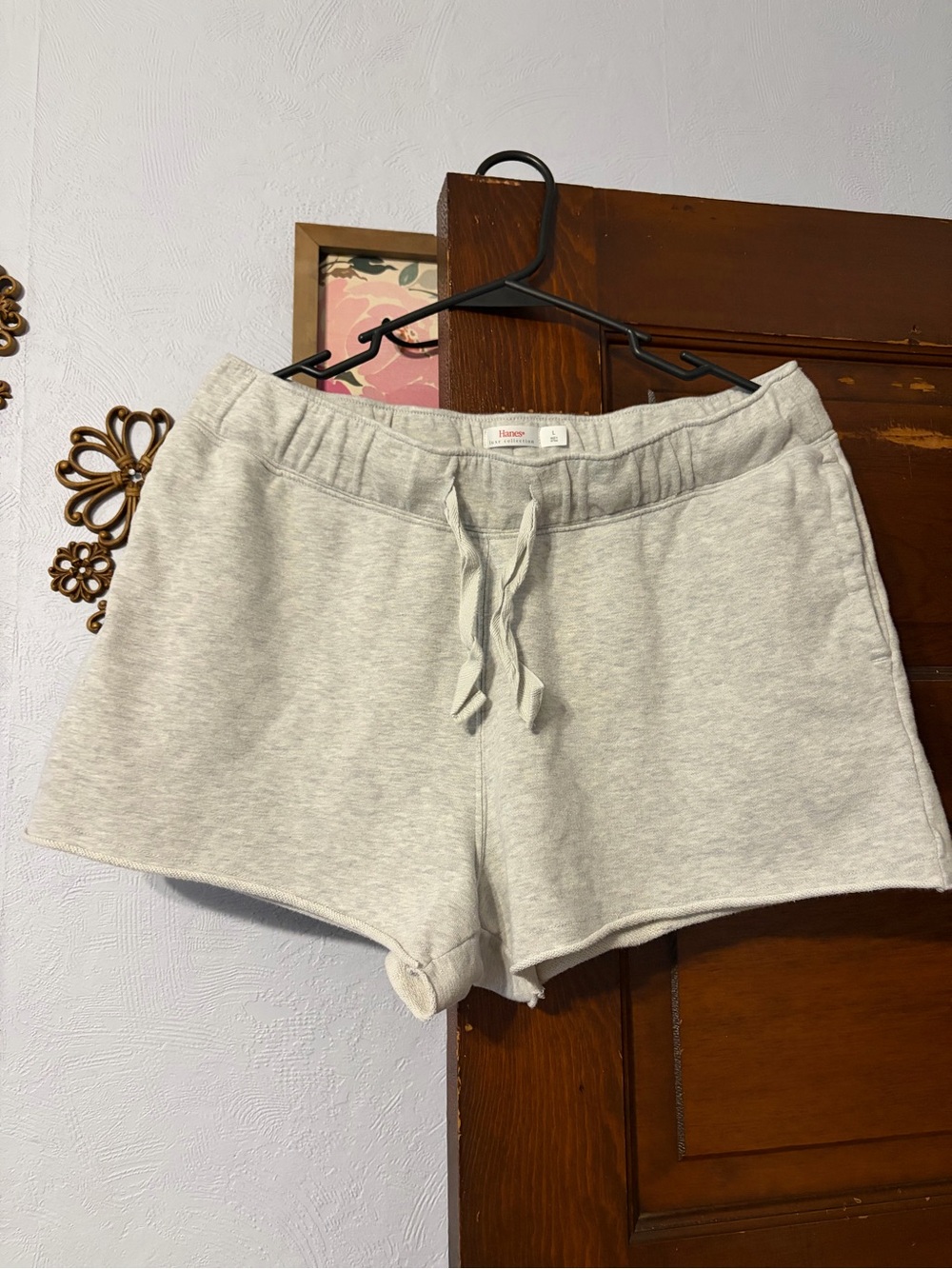 Hanes Women's Light Gray Drawstring Athletic Shorts